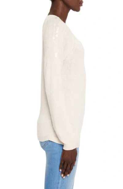 Nic + Zoe Nic+zoe Subtle Shine Sequin Sweater In Classic Cream