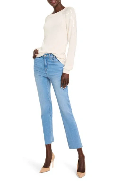 Nic + Zoe Nic+zoe Subtle Shine Sequin Sweater In Classic Cream