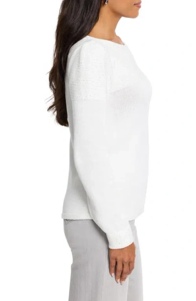 Shop Nic + Zoe Nic+zoe Sequin Yoke Sweater In Classic Cream