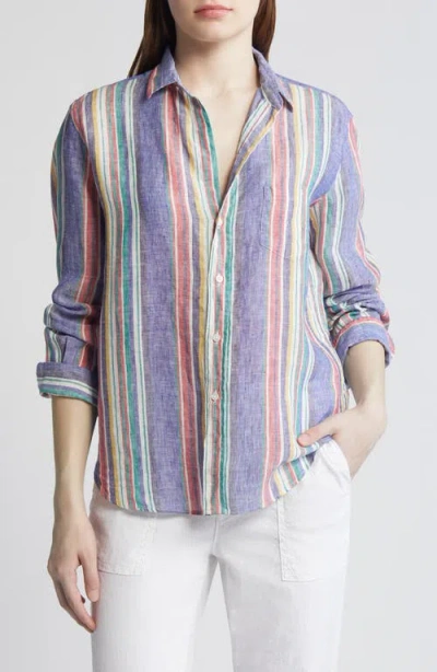 Frank & Eileen Eileen Relaxed Button-up Shirt In Purple Multi Color Stripe