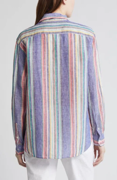Frank & Eileen Eileen Relaxed Button-up Shirt In Purple Multi Color Stripe