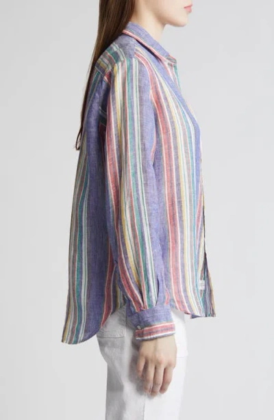 Frank & Eileen Eileen Relaxed Button-up Shirt In Purple Multi Color Stripe