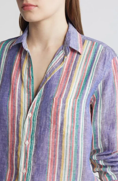 Frank & Eileen Eileen Relaxed Button-up Shirt In Purple Multi Color Stripe