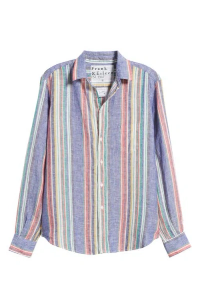Frank & Eileen Eileen Relaxed Button-up Shirt In Purple Multi Color Stripe