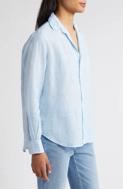 Frank & Eileen Eileen Stripe Relaxed Linen Button-up Shirt In Turq Stripe