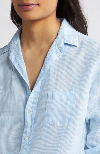 Frank & Eileen Eileen Stripe Relaxed Linen Button-up Shirt In Turq Stripe
