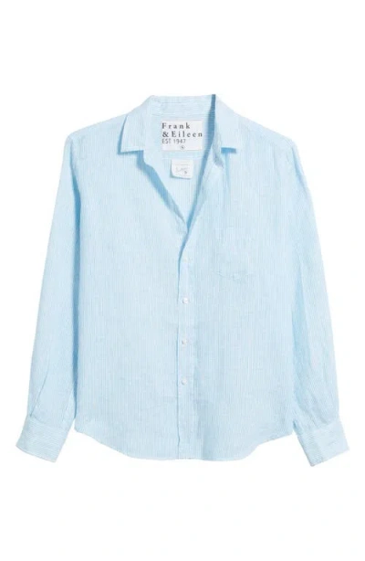 Frank & Eileen Eileen Stripe Relaxed Linen Button-up Shirt In Turq Stripe