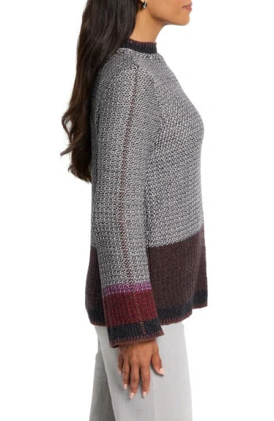 Nic + Zoe Nic+zoe Mixed Up Colorblock Sweater In Black Multi