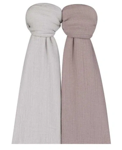 Swaddle Blanket Cotton Muslin  2 Pack In Grey/taupe