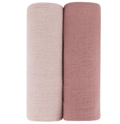 Swaddle Blanket Cotton Muslin  2 Pack In Cranberry/dusty Pink
