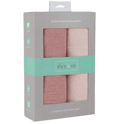 Swaddle Blanket Cotton Muslin  2 Pack In Cranberry/dusty Pink