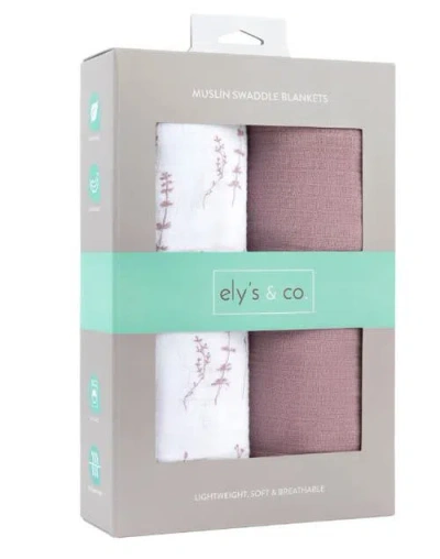 Swaddle Blanket Cotton Muslin  2 Pack In Leaves/solid Lavender