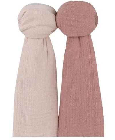 Swaddle Blanket Cotton Muslin  2 Pack In Cranberry/dusty Pink