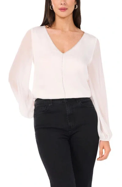 Vince Camuto Rhinestone Chiffon Sleeve Top In White