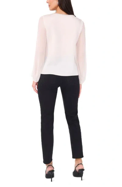 Vince Camuto Rhinestone Chiffon Sleeve Top In White