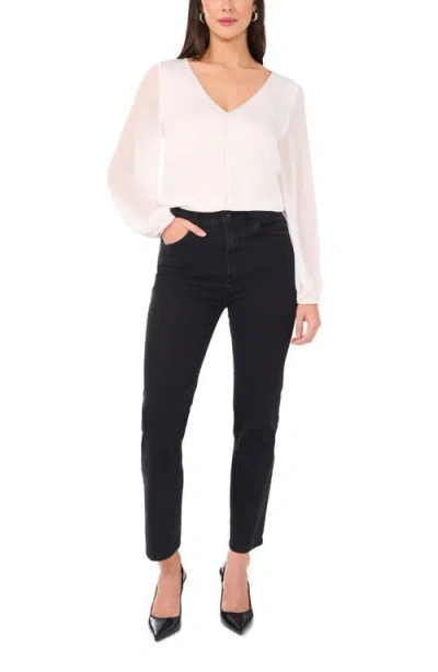 Vince Camuto Rhinestone Chiffon Sleeve Top In White