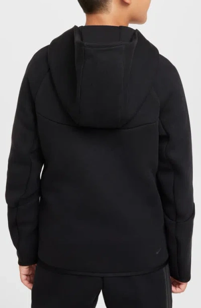 Nike Sportswear Tech Fleece Big Kids' Full-zip Hoodie In Black/black/black