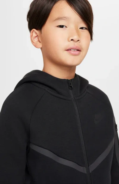 Nike Sportswear Tech Fleece Big Kids' Full-zip Hoodie In Black/black/black