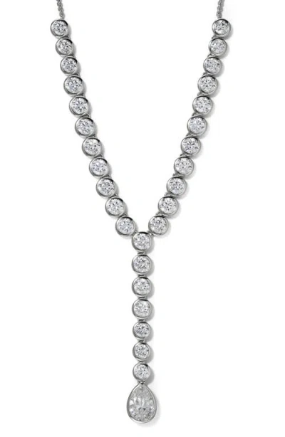 Nadri Farrah Cubic Zirconia Bezel Y-necklace In Rhodium