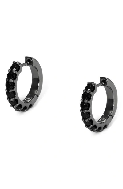 Nadri Black Cubic Zirconia Huggie Hoop Earrings In Black