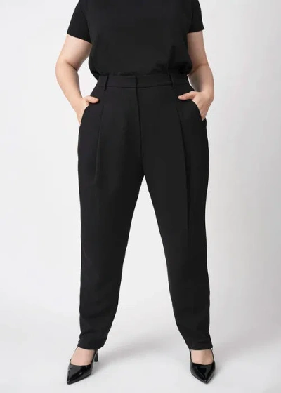 See Rose Go Stretch Crepe Pleated Plus Size Trouser In Jet Black