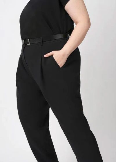 See Rose Go Stretch Crepe Pleated Plus Size Trouser In Jet Black