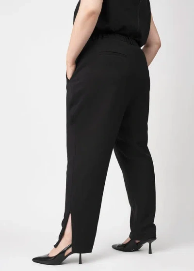 See Rose Go Stretch Crepe Pleated Plus Size Trouser In Jet Black