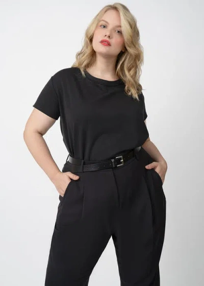 See Rose Go Stretch Crepe Pleated Plus Size Trouser In Jet Black