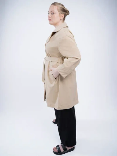 See Rose Go Tech Twill Trench Coat Plus Size In Stone