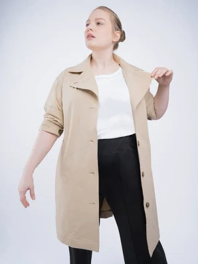 See Rose Go Tech Twill Trench Coat Plus Size In Stone