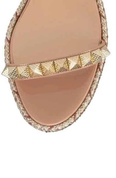 Christian Louboutin Pyraclou Glitter Espadrille Wedge Sandal In N295 Blush/lin Blush
