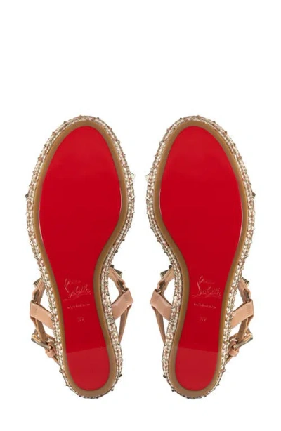 Christian Louboutin Pyraclou Glitter Espadrille Wedge Sandal In N295 Blush/lin Blush