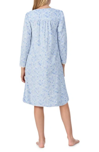 Eileen West Waltz Fleece Nightgown In Blue/white