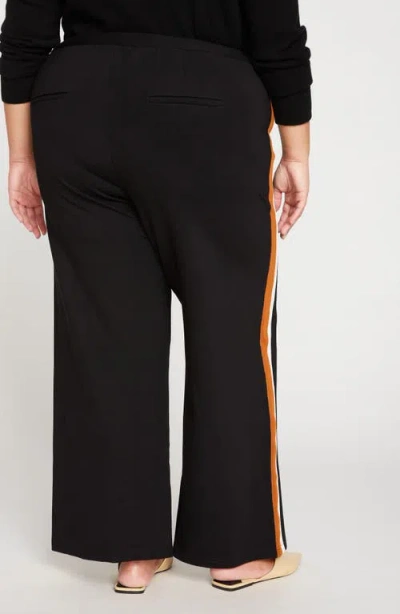 Universal Standard Stephanie Ponte Wide Leg Pants In Black With Ochre/white Stripe