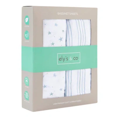 Bassinet Sheets Baby Fitted Bassinet Sheet 2 Pack In Dusty Blue Stars