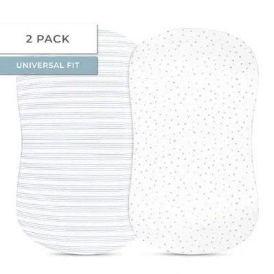 Bassinet Sheets Baby Fitted Bassinet Sheet 2 Pack In Dusty Blue Stars