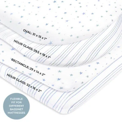 Bassinet Sheets Baby Fitted Bassinet Sheet 2 Pack In Dusty Blue Stars