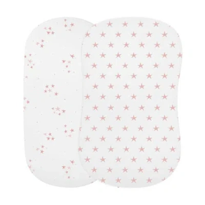 Bassinet Sheets Baby Fitted Bassinet Sheet 2 Pack In Mauve Pink Stars