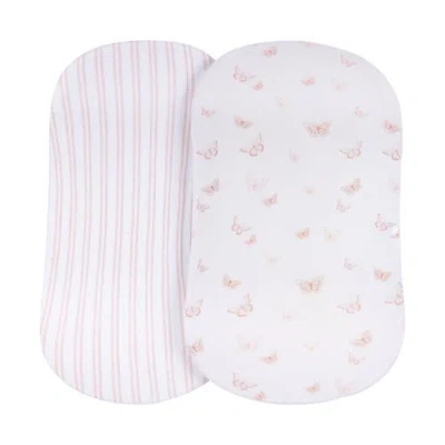 Bassinet Sheets Baby Fitted Bassinet Sheet 2 Pack In Pink Butterflies