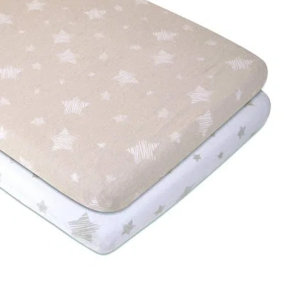 Bassinet Sheets Baby Fitted Bassinet Sheet 2 Pack In Tan Drawn Star