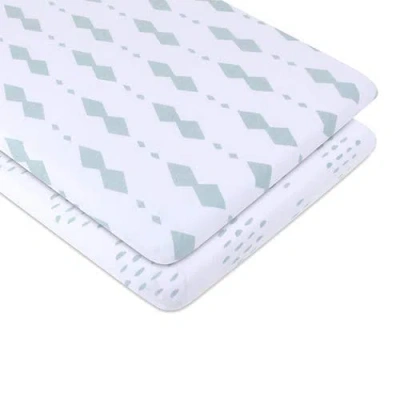 Bassinet Sheets Baby Fitted Bassinet Sheet 2 Pack In Sage Diamond