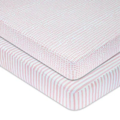 Ely's & Co. Patent Pending Waterproof Crib Sheet In Mauve Stripes & Splash