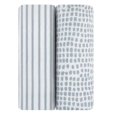 Ely's & Co. Patent Pending Waterproof Crib Sheet In Misty Blue Stripes & Splash