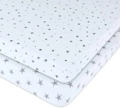 Ely's & Co. Patent Pending Waterproof Crib Sheet In Grey Stars