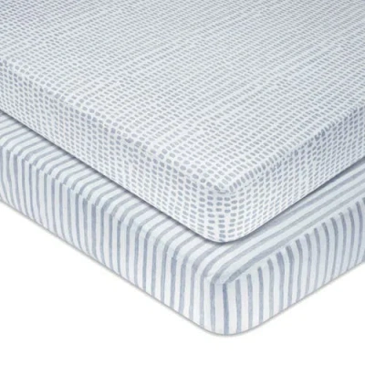 Ely's & Co. Patent Pending Waterproof Crib Sheet In Misty Blue Stripes & Splash