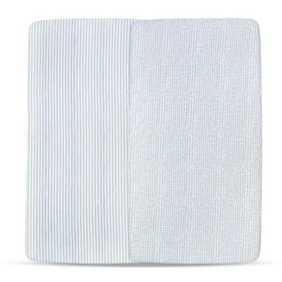 Ely's & Co. Patent Pending Waterproof Crib Sheet In Misty Blue Stripes & Splash
