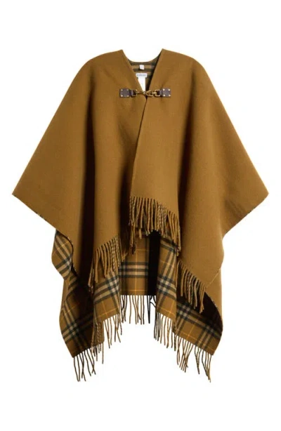 Burberry Check Wool Cape In Shrew