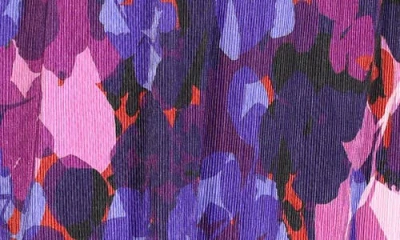 24seven Comfort Apparel Shimmery Pleated Floral Skirt In Purple Multi