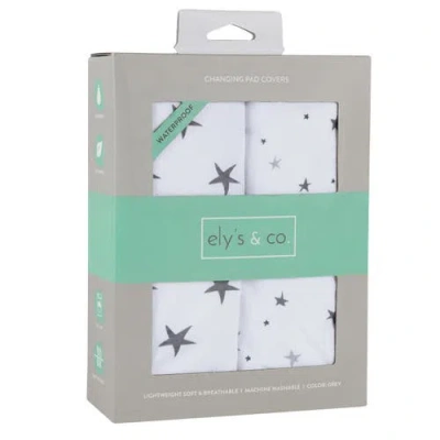 Ely's & Co. Waterproof Changing Pad Cover Cradle Sheet Set In Grey Stars