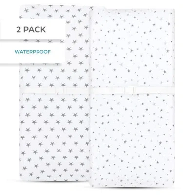 Ely's & Co. Waterproof Changing Pad Cover Cradle Sheet Set In Grey Stars